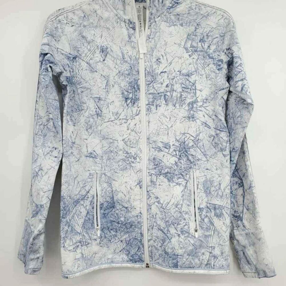 Lululemon Women's Ebb To Train White Blue Long Sleeve Jacket Coat Size 6